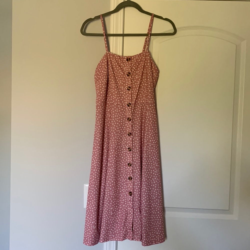 Berydress Women's Casual Polka-dot Midi Dress, Pink - L